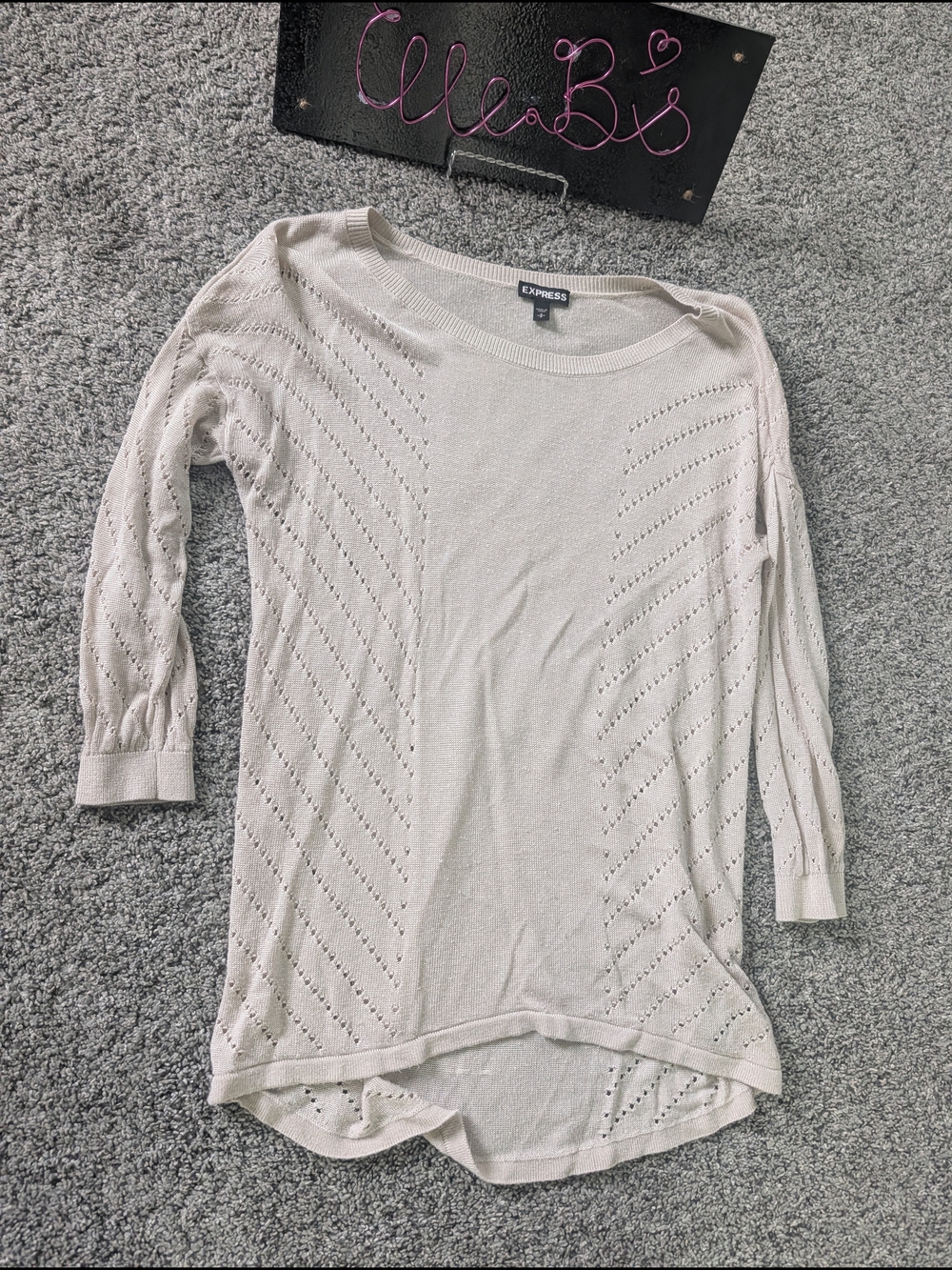 Euc Express Crewneck Knit Top in Light Beige Xs